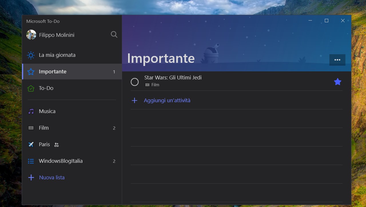 Microsoft To-Do attivita importanti