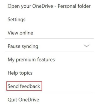 OneDrive Windows 10 Invia feedback