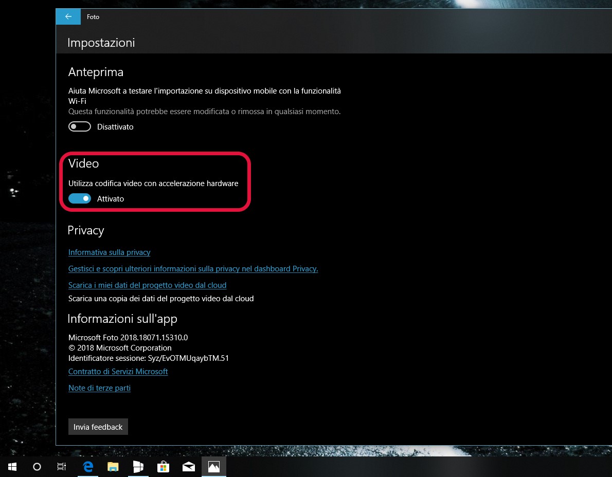 Microsoft Foto codifica video accelerazione hardware