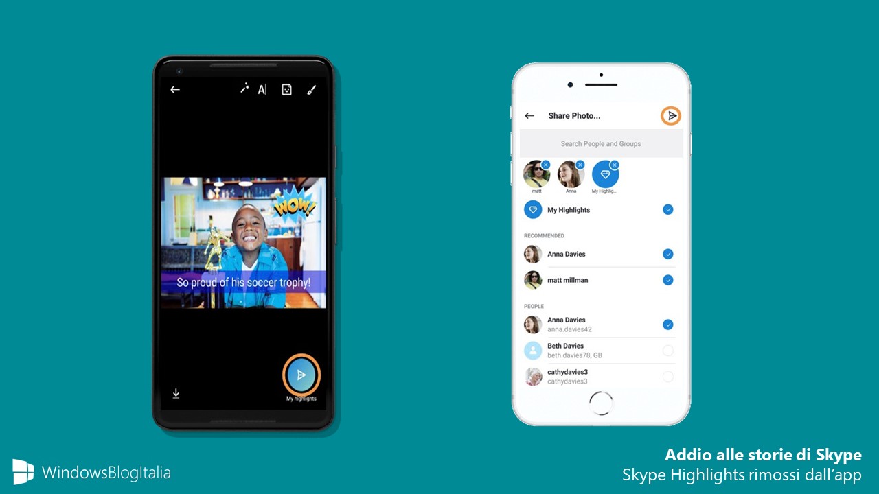 Addio Skype Highlights rimossi applicazione mobile