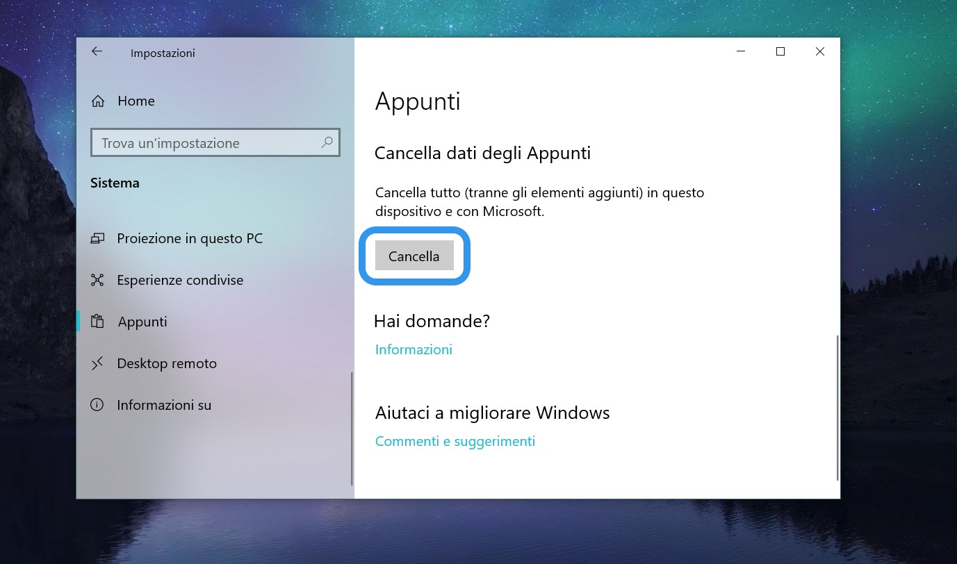 Cronologia Appunti Windows 10