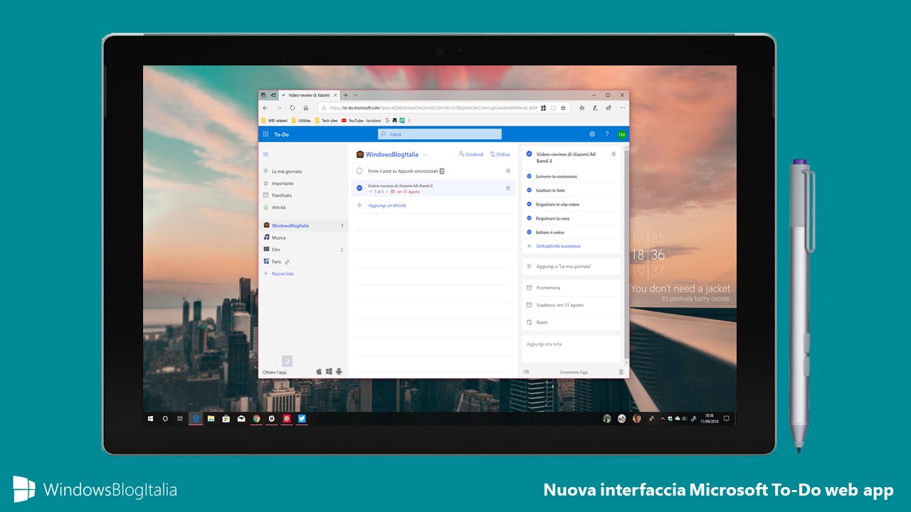 Nuova interfaccia Microsoft To-Do Web App