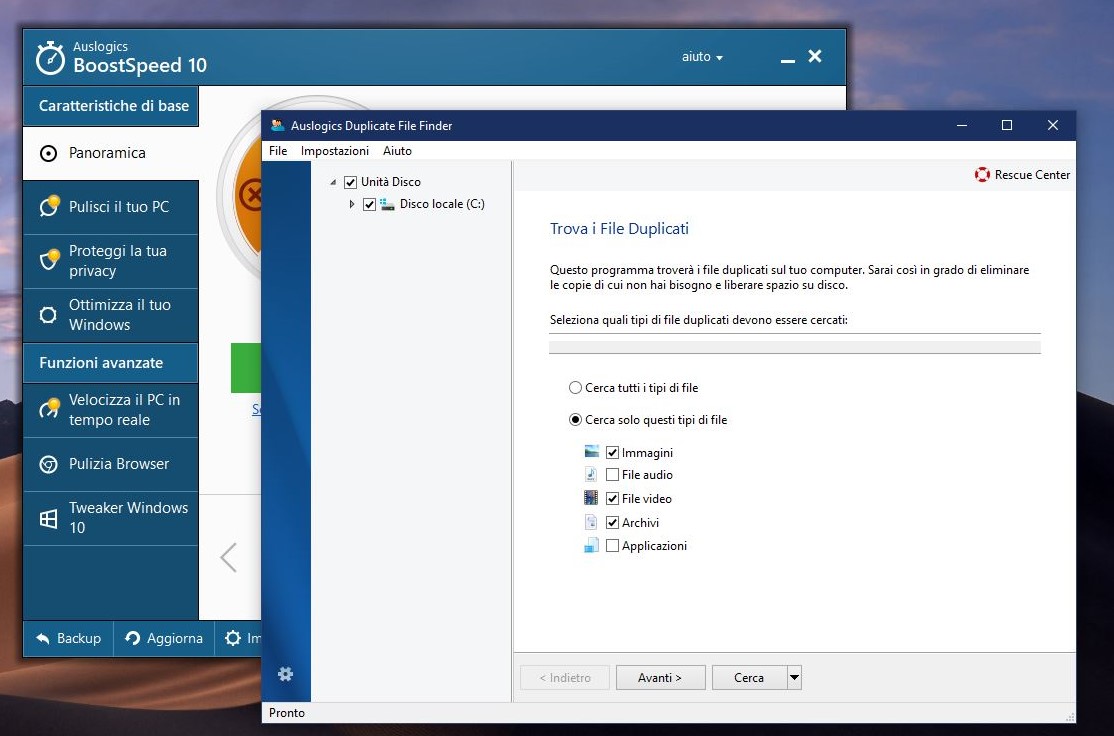 Rimozione file duplicati Auslogics BoostSpeed 10