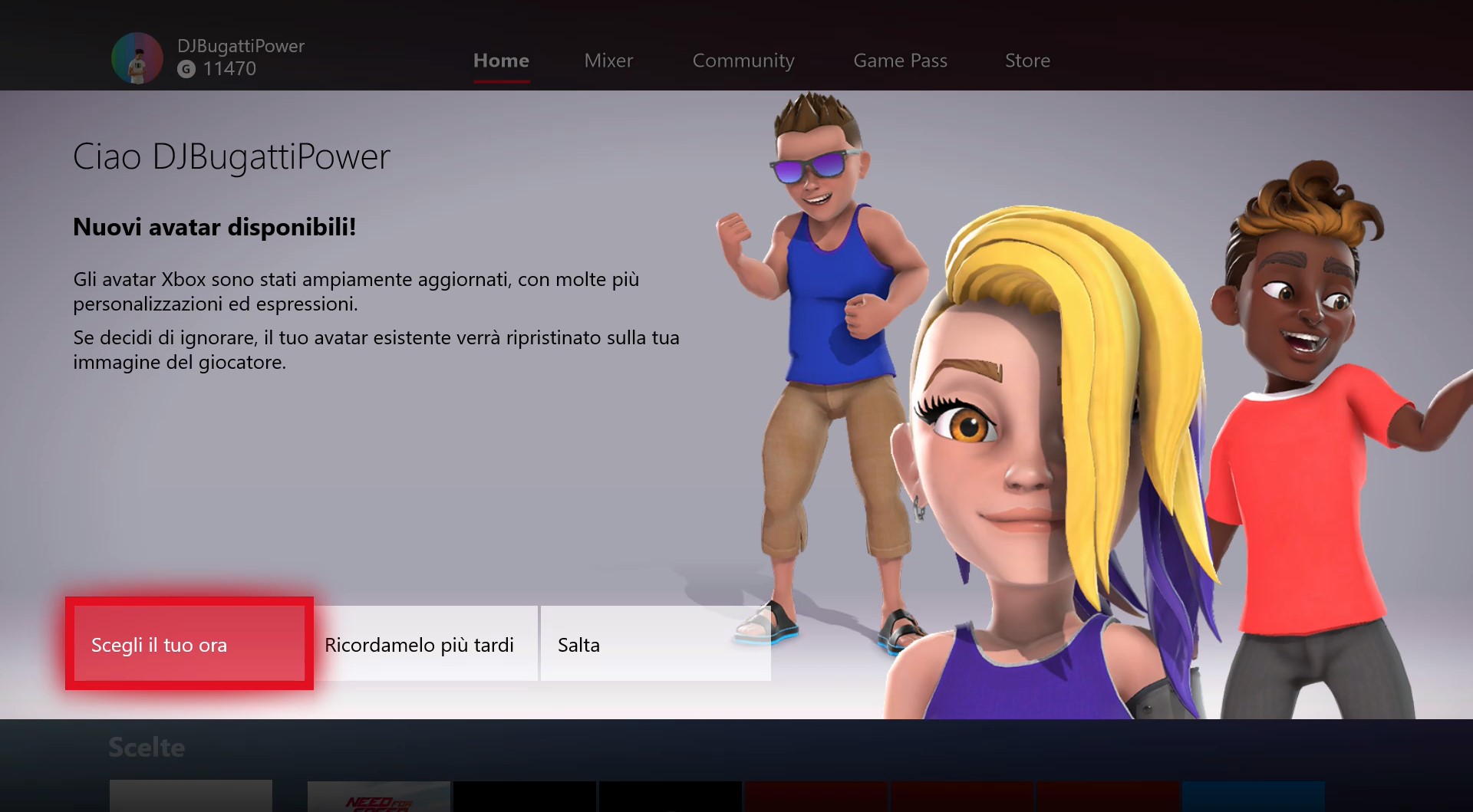 Xbox One nuovi avatar prompt creazione Windows 10 1810 October 2018 Update