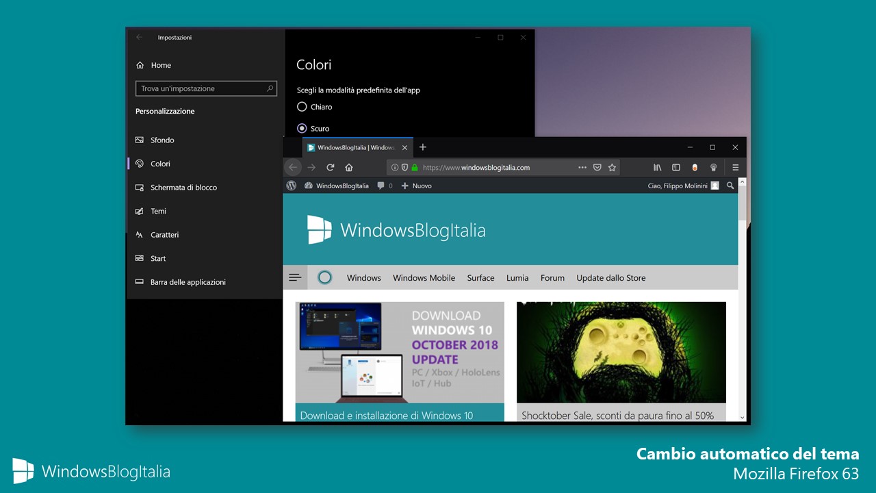 Mozilla Firefox 63 cambio automatico tema Windows 10
