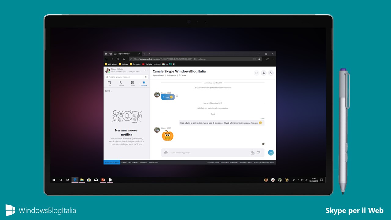 Nuova app Skype per il Web Preview