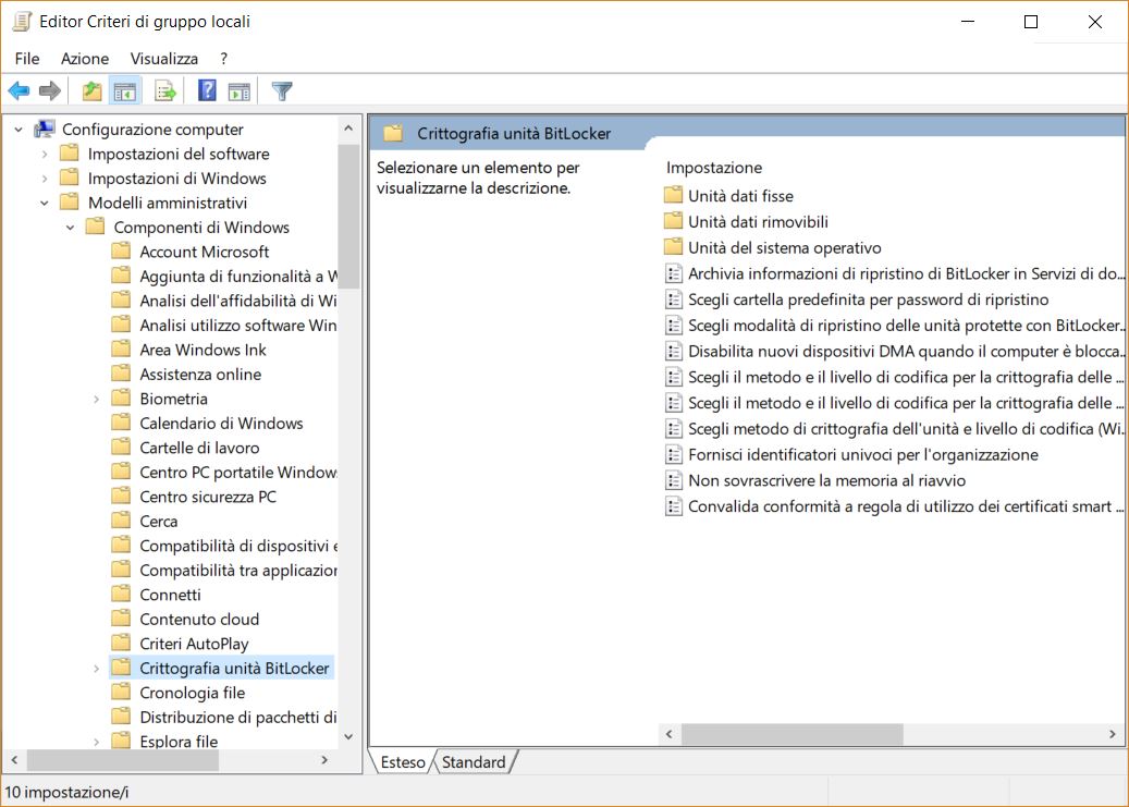 BitLocker crittografia hardware SSD