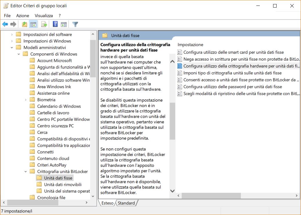 BitLocker crittografia hardware SSD