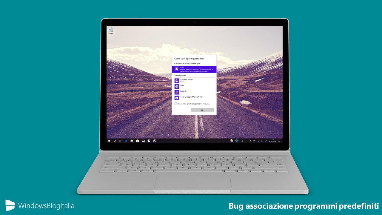 Bug fix associazione programmi predefiniti file Windows 10