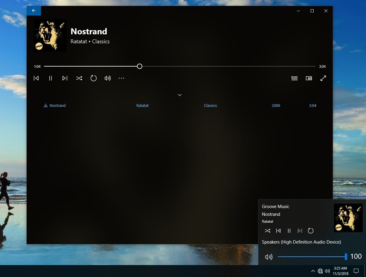 Controllo musica volume Windows 10 19H1