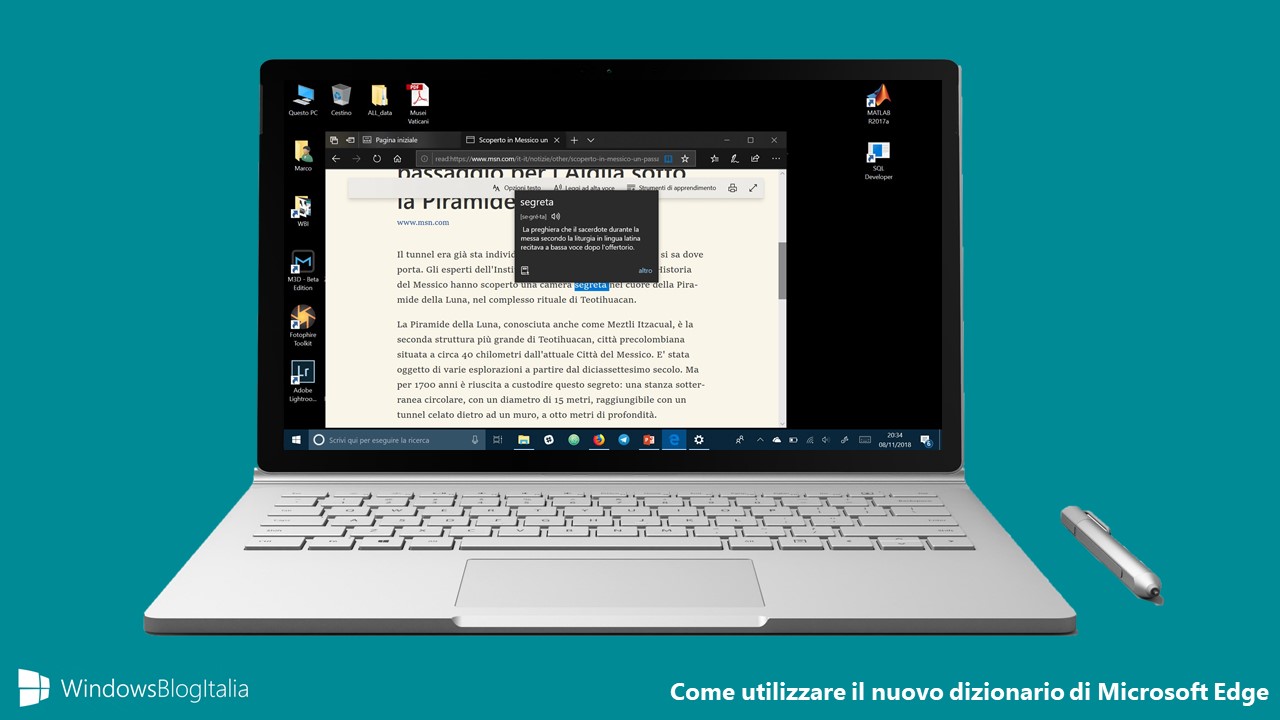 Nuovo dizionario di Microsoft Edge Windows 10 October 2018 Update