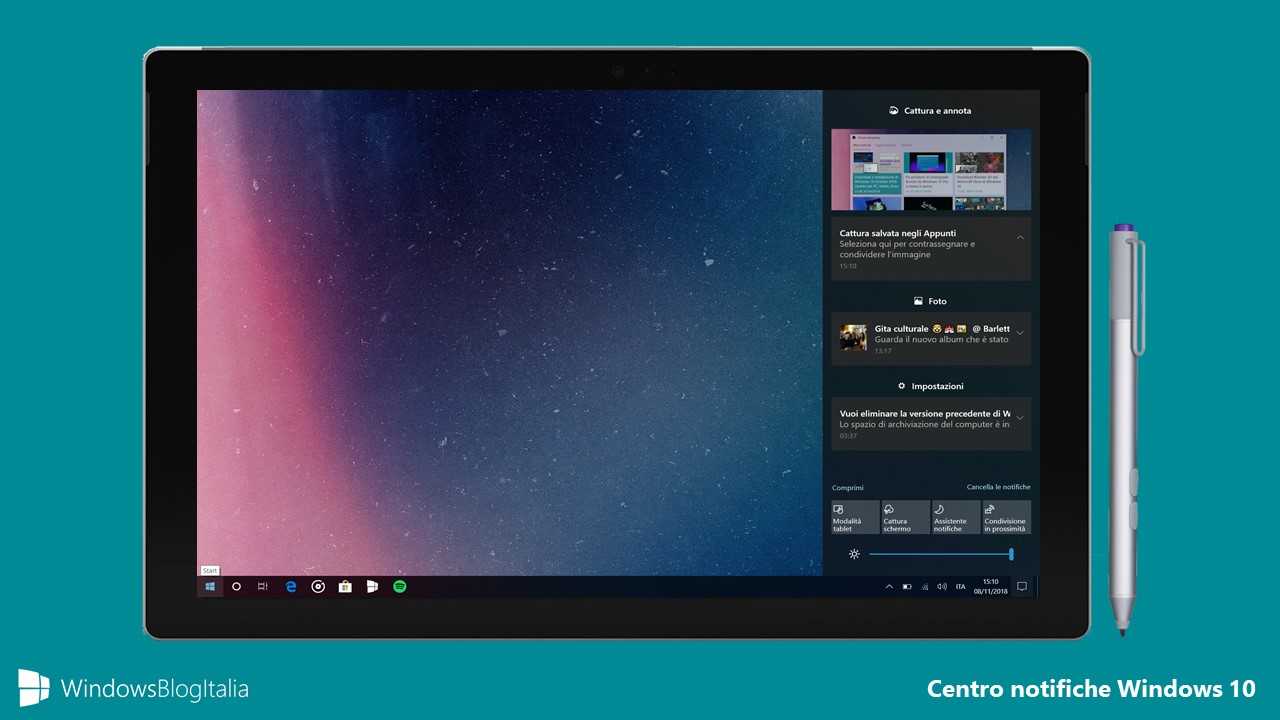 Nuovo Centro Notifiche Windows 10 19H1