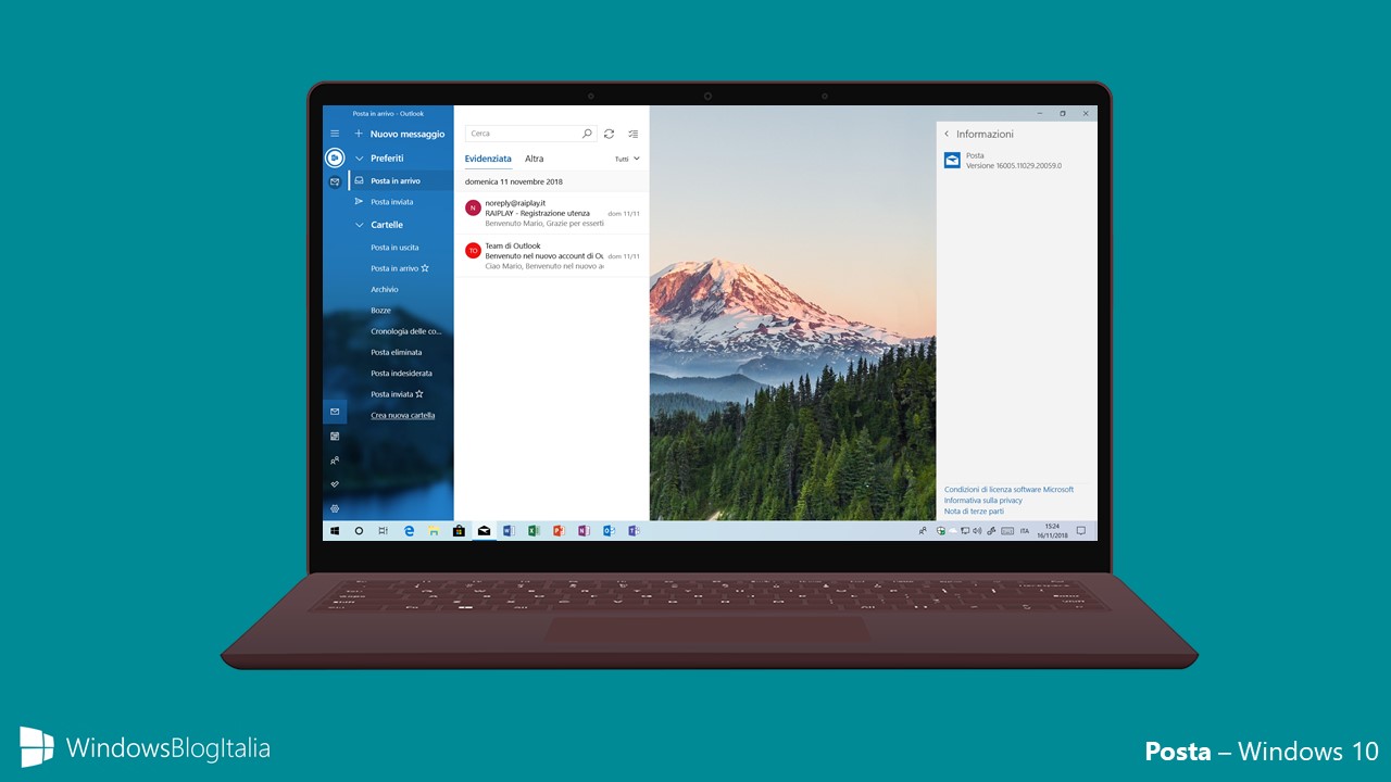 Nuovo look app Posta - Windows 10