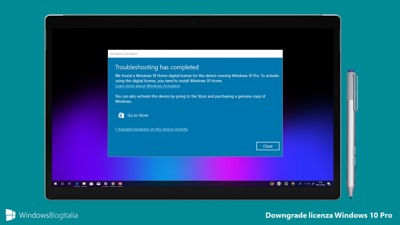 Problema downgrade licenza Windows 10 Pro Home