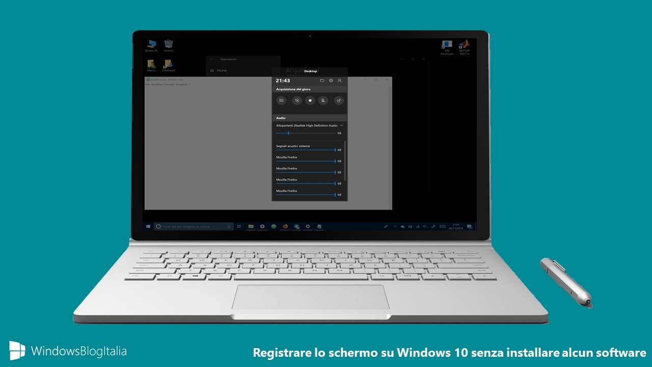 Registrare lo schermo di Windows 10