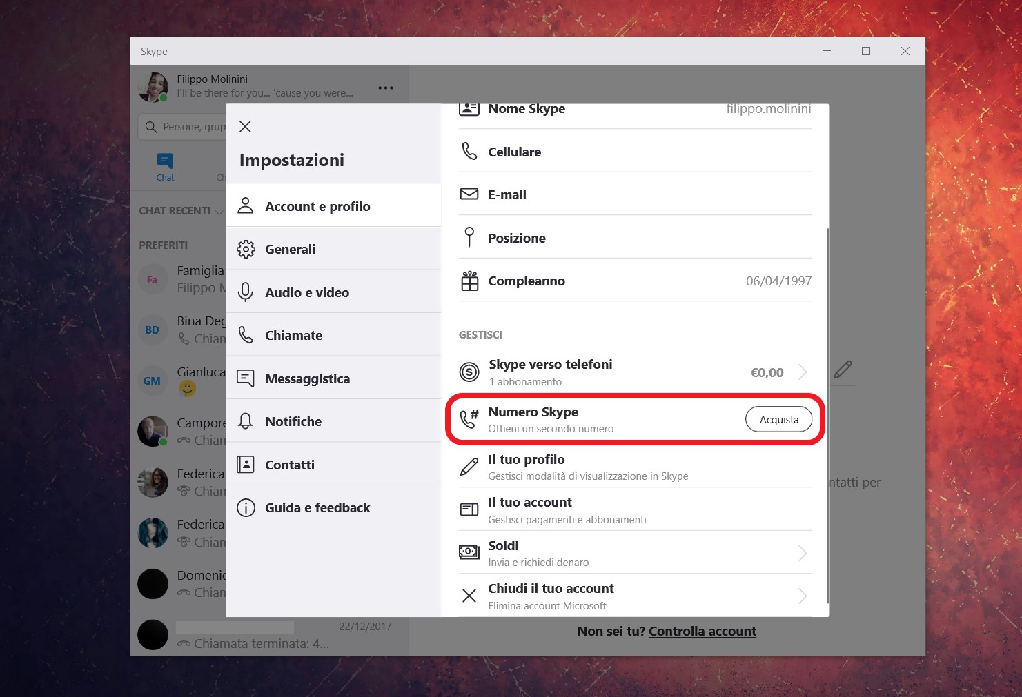 Skype Preview Windows 10 secondo numero Skype