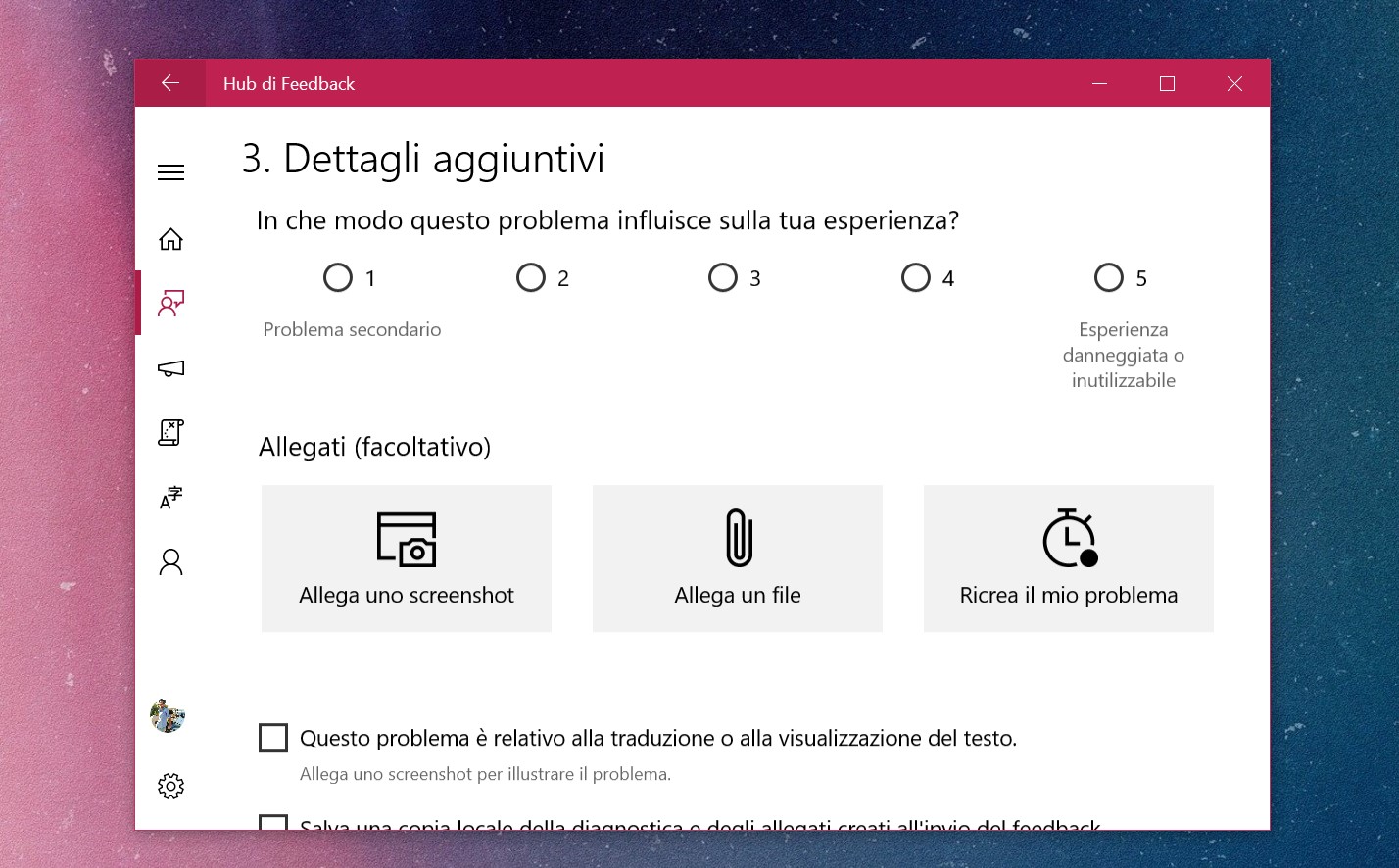 Windows 10 Hub di Feedback problema grave