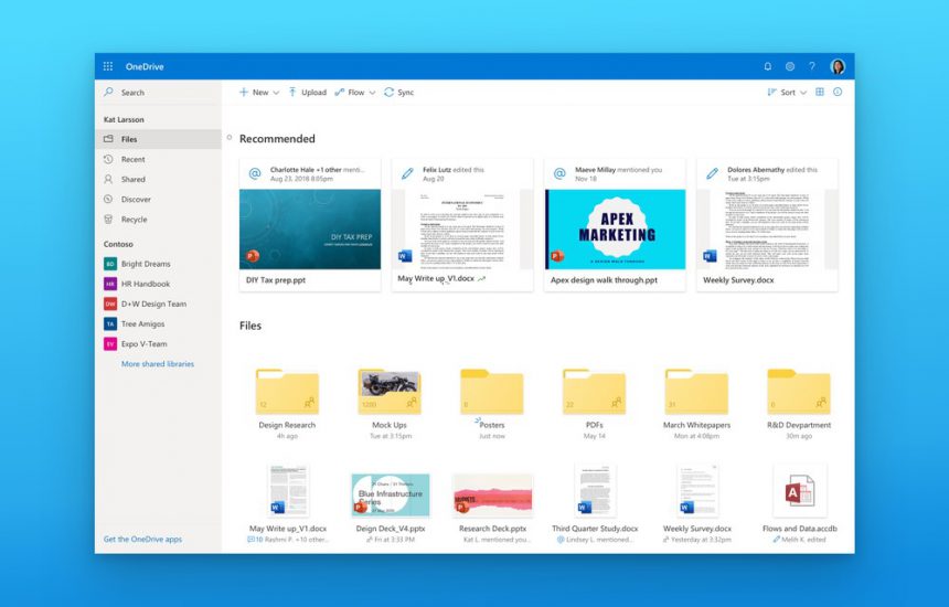 OneDrive redesign file consigliati