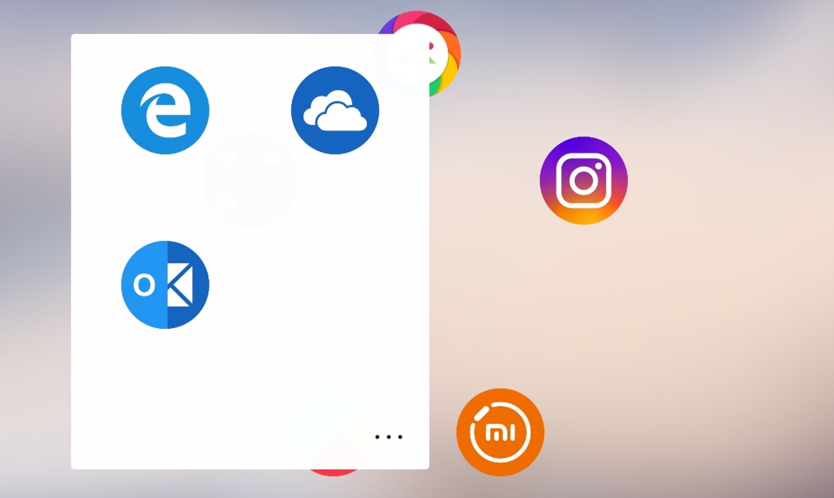 Microsoft Launcher cartelle in finestra