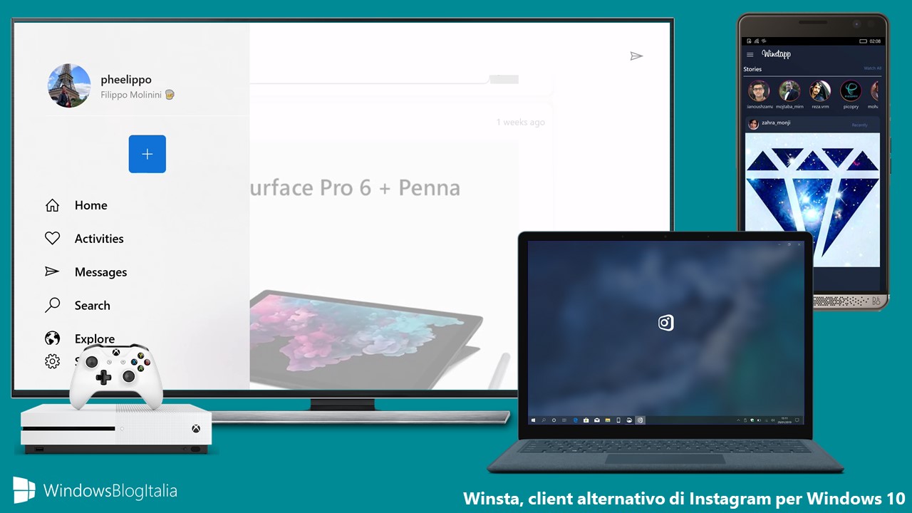 Winsta client alternativo Instagram Windows 10 Xbox One Windows 10 Mobile