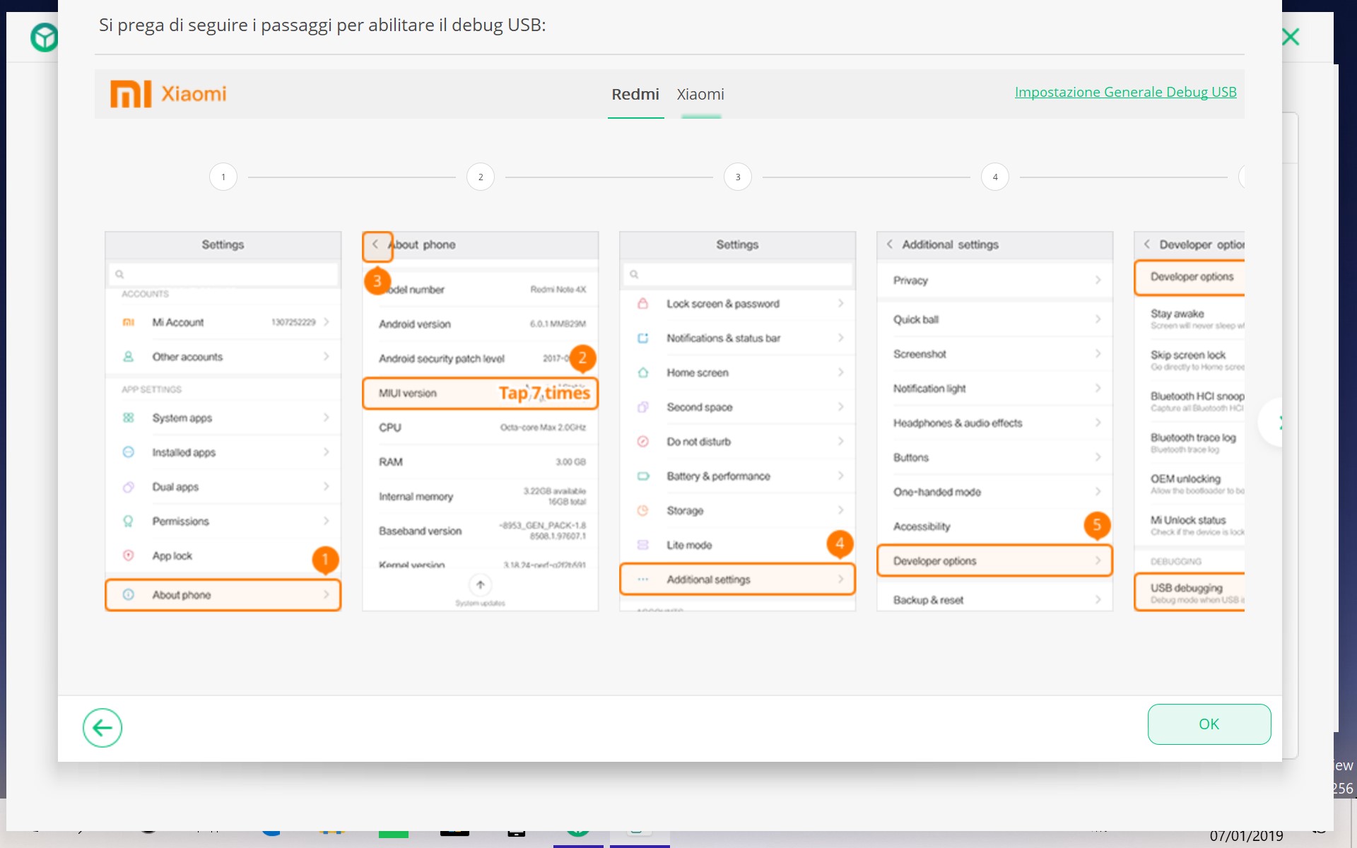 iSkysoft Toolbox - Switch abilitazione debug USB