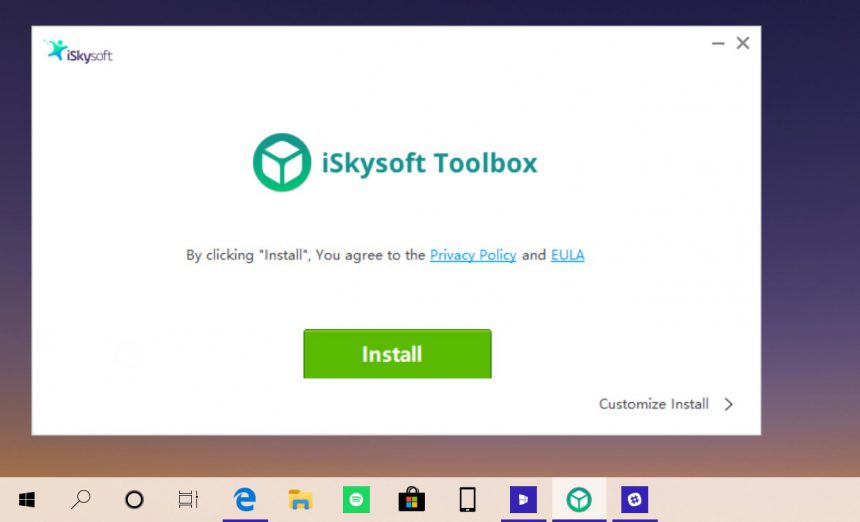 iSkysoft Toolbox - Switch installazione 1