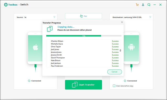 iSkysoft Toolbox - Switch trasferimento dati