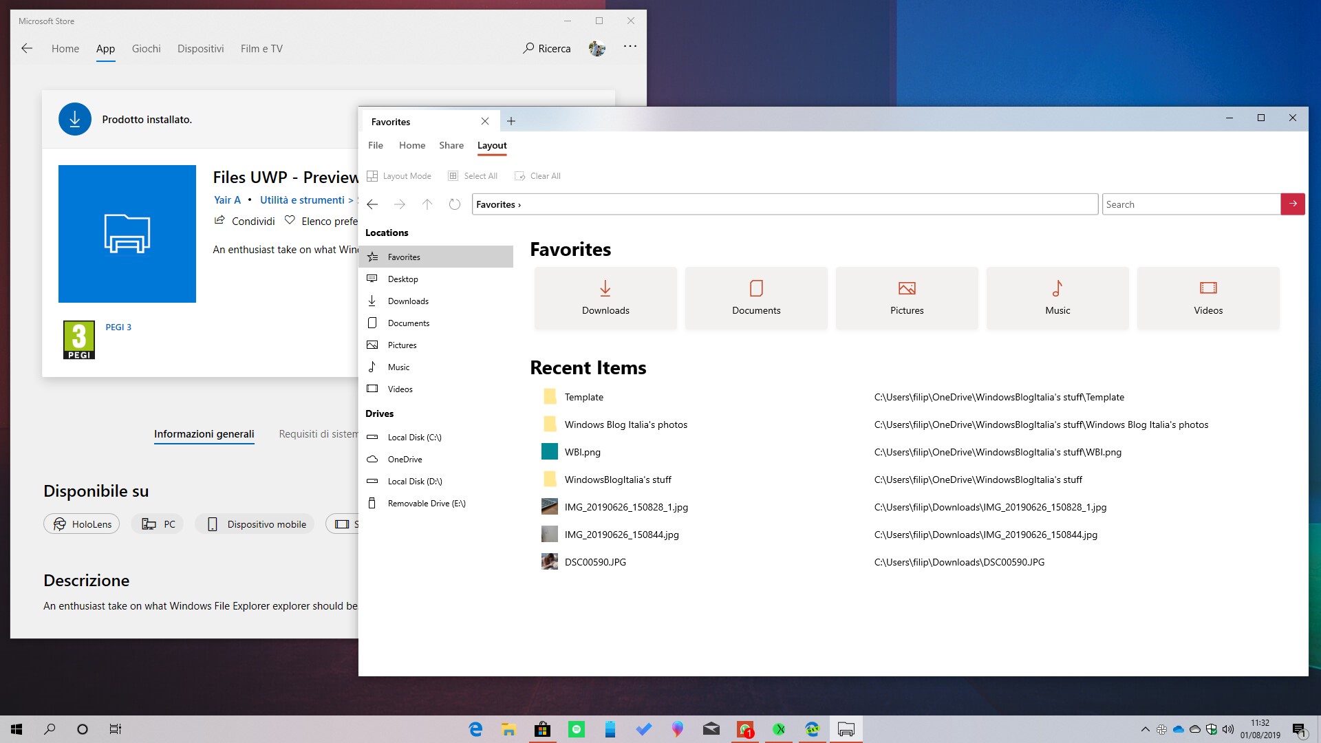Files UWP Preview per Windows 10