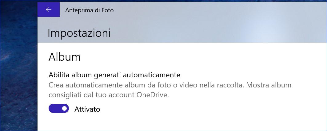 Microsoft Foto Windows 10 creazione automatica album