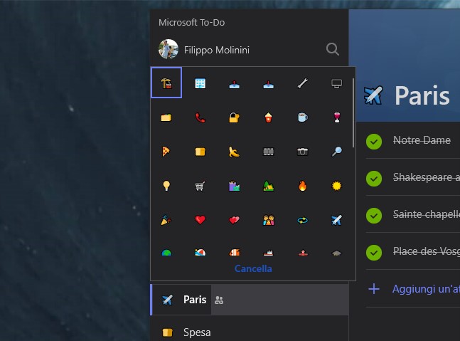 Nuove emoji selettore Microsoft To-Do app Windows 10