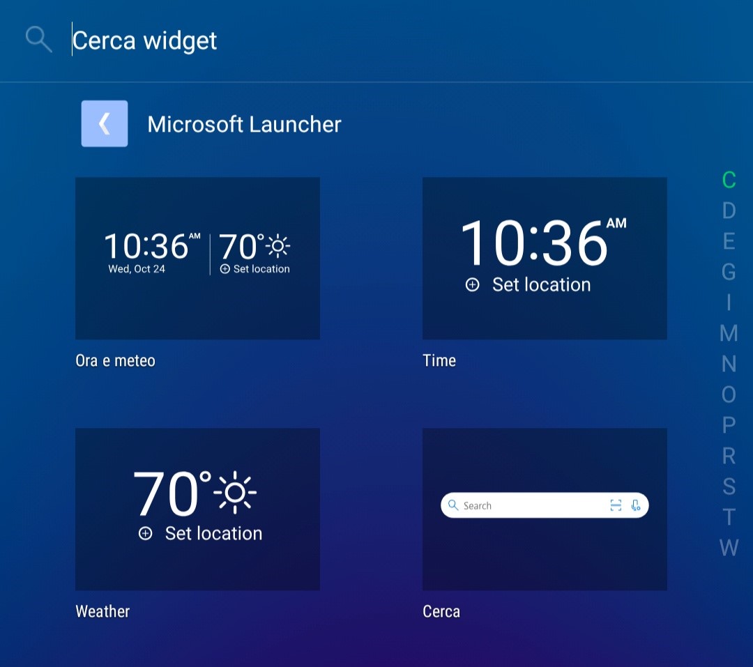 Microsoft Launcher Android nuovi widget tempo meteo