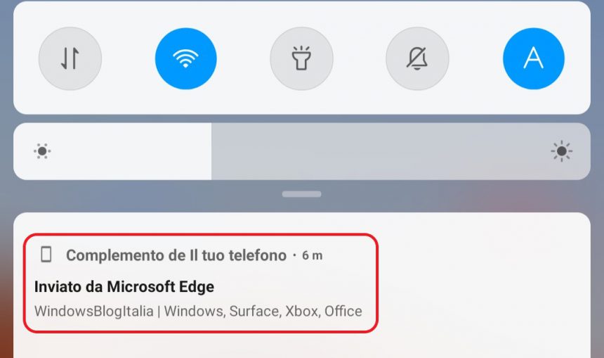 Notifica condivisione siti web smartphone Android Il tuo telefono