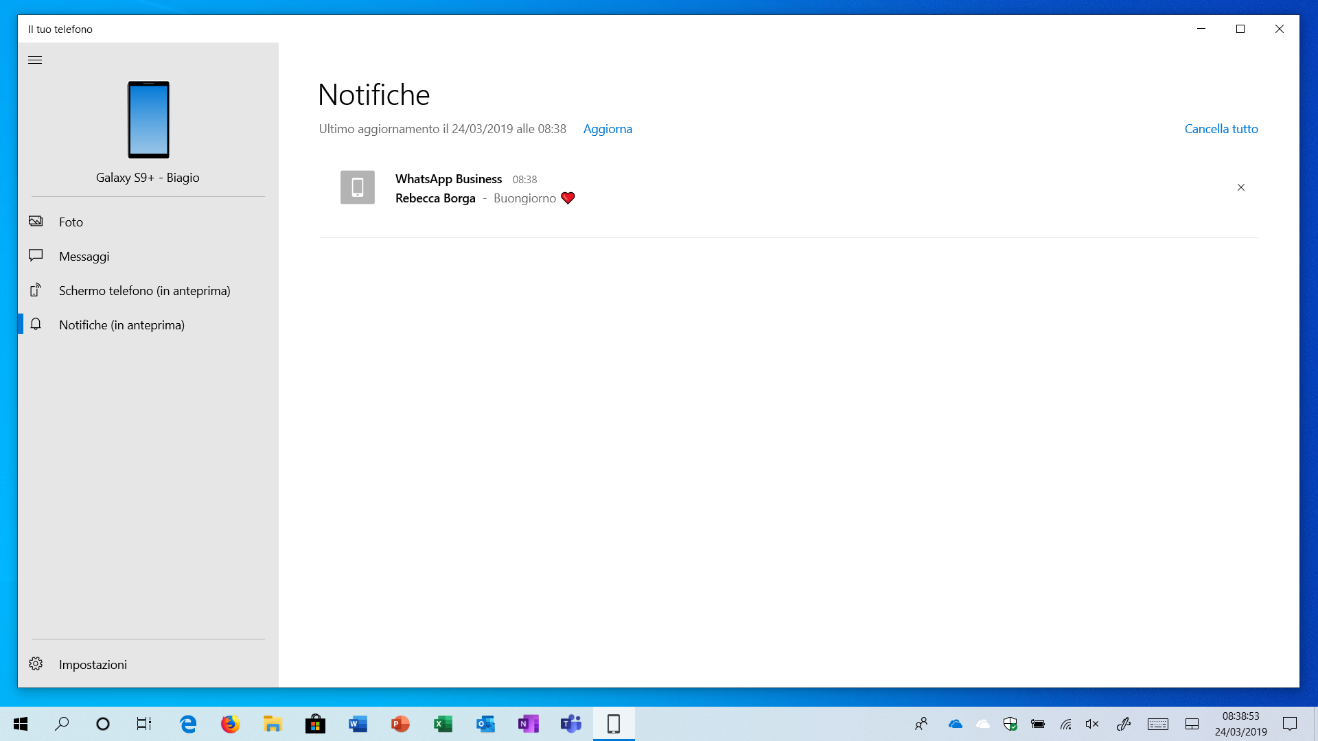 Il tuo telefono Windows 10 notifiche