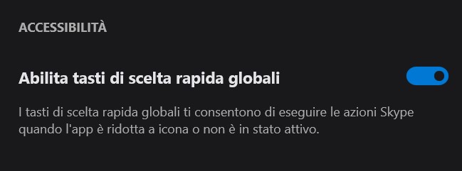 Skype Preview scorciatoie da tastiera