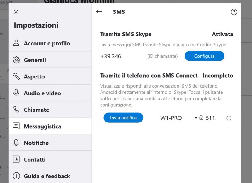 Skype Windows 10 SMS Connect