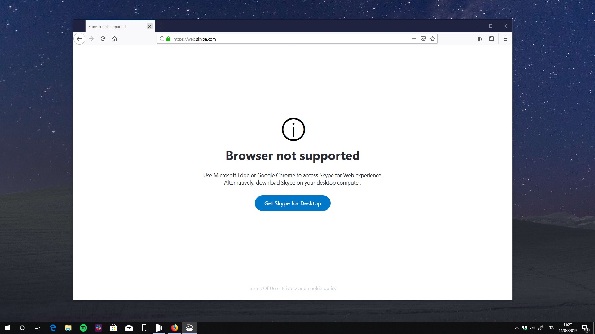 Skype for Web Firefox non supportato