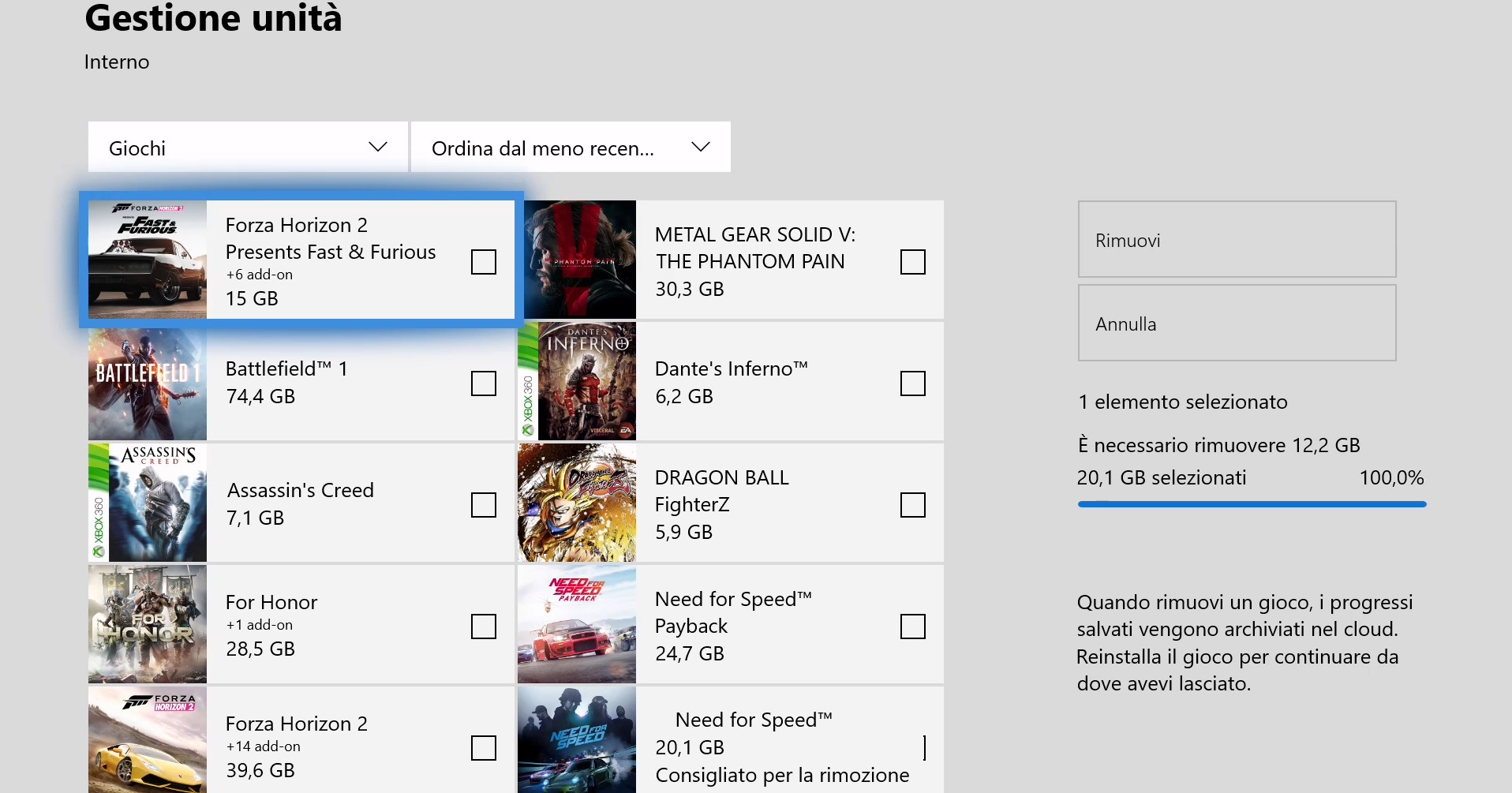 Xbox One Windows 10 May 2019 Update disinstallazione intelligente