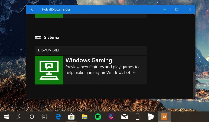 Hub di Xbox Insider Windows Gaming