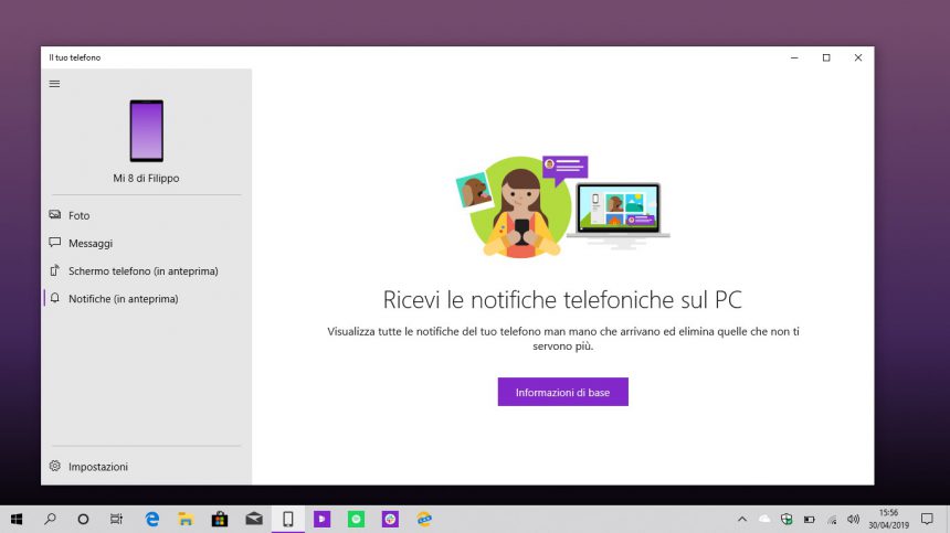 Il tuo telefono Windows 10 sincronizzazione notifiche