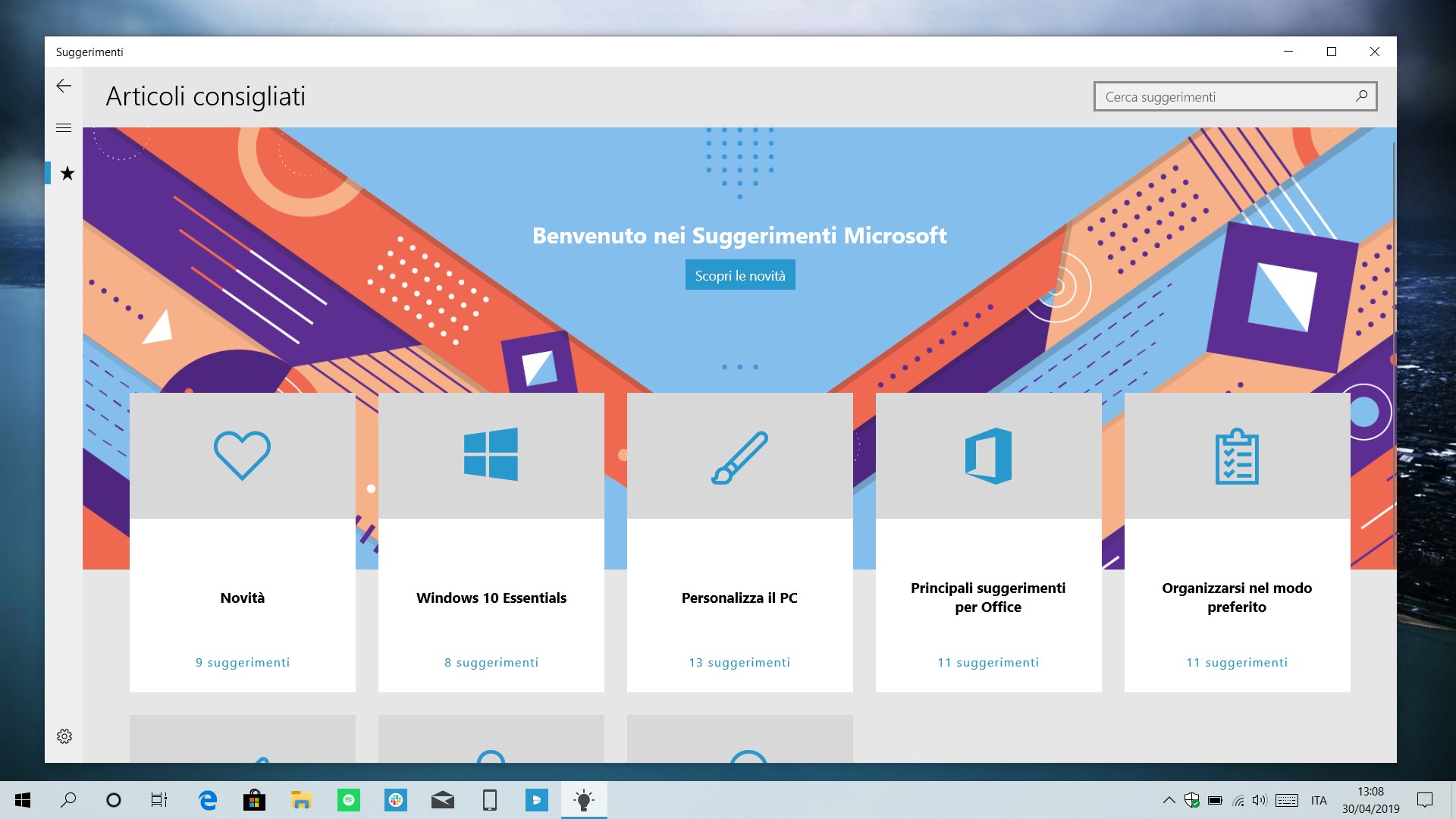 Suggerimenti Microsoft Windows 10 May 2019 Update