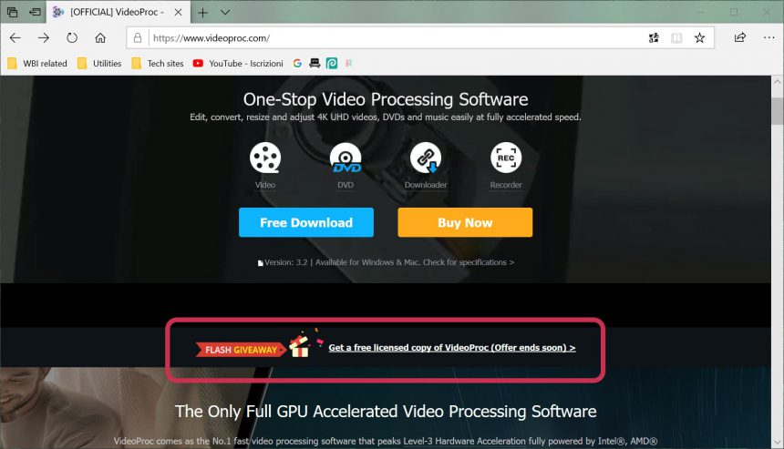 VideoProc link download gratis per PC