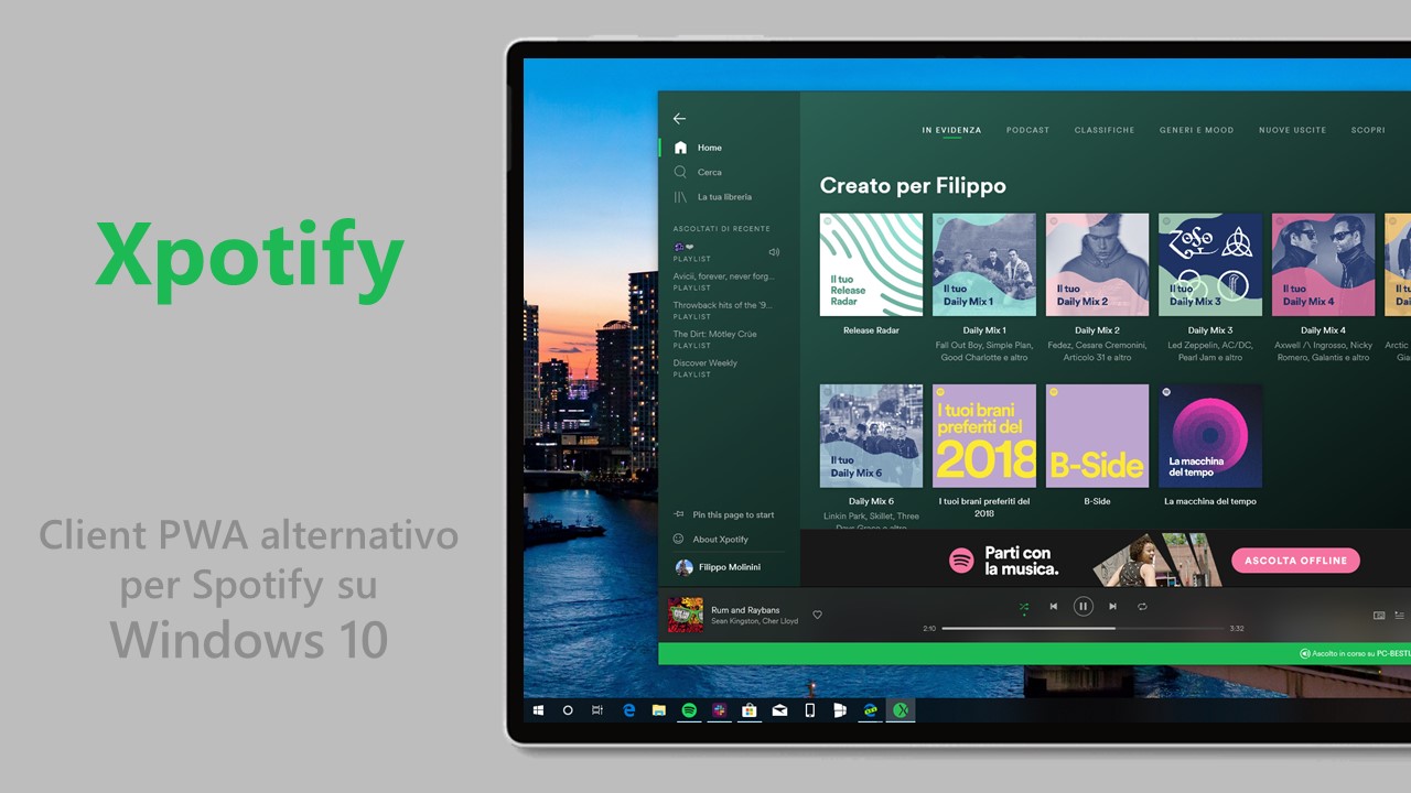 Xpotify client alternativo PWA Spotify Windows 10 hero