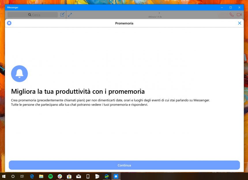 Messenger Windows 10 promemoria in chat