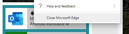 Microsoft Edge pulsante chiudi browser