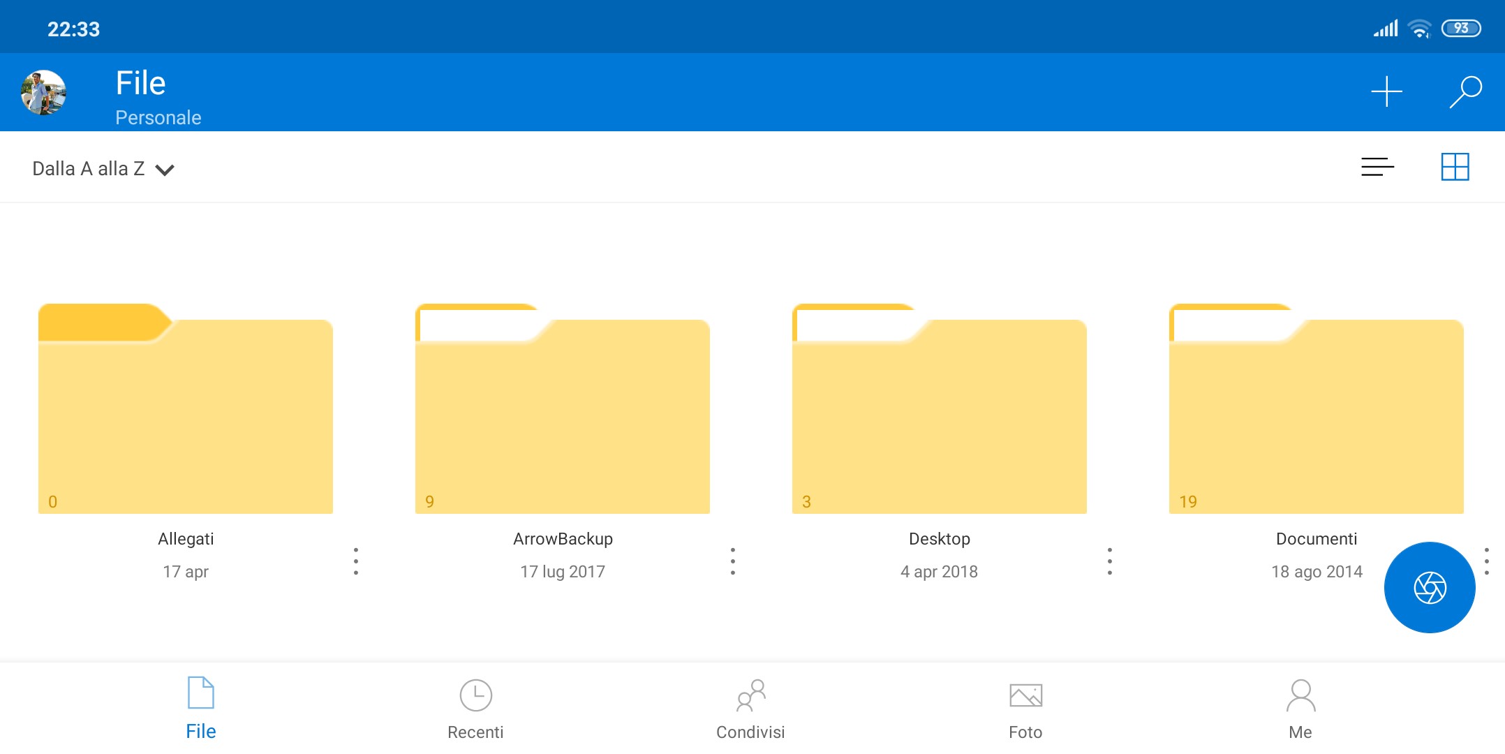 Microsoft OneDrive per Android nuovo stile cartelle