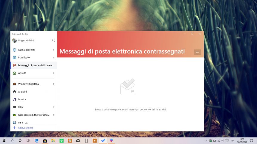 Microsoft To-Do Windows 10 messaggi di posta elettronica contrassegnati