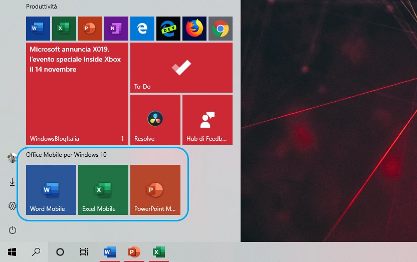 App Office Mobile per Windows 10 con nuova icona