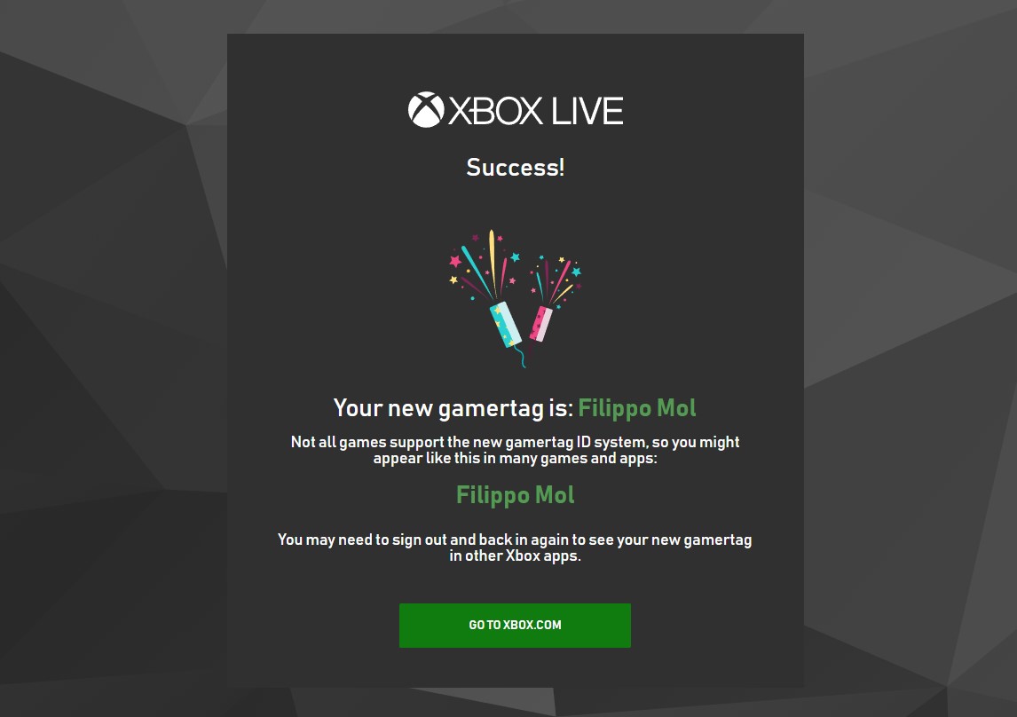 Cambio nuovo gamertag Xbox Live