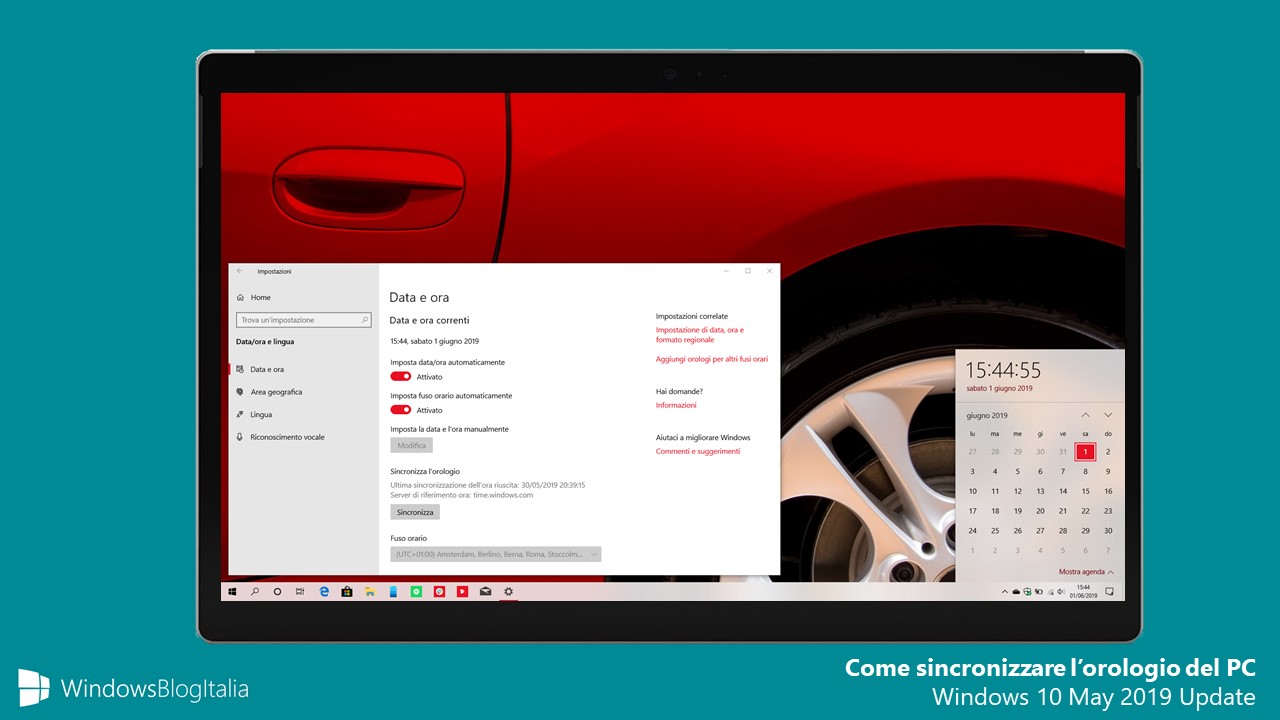 Come sincronizzare l’orologio del PC Windows 10 May 2019 Update