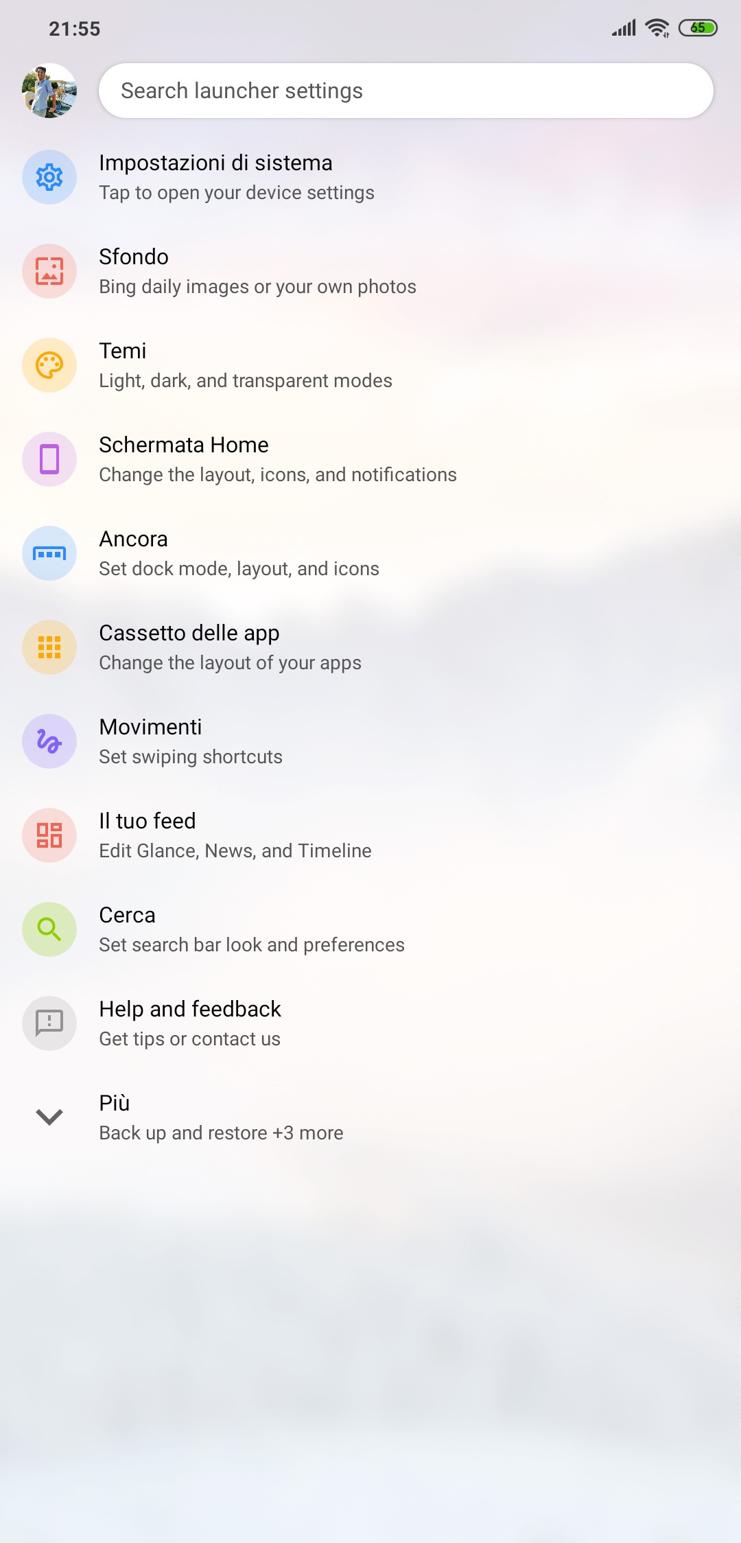 Microsoft Launcher 5.6 nuovo design impostazioni